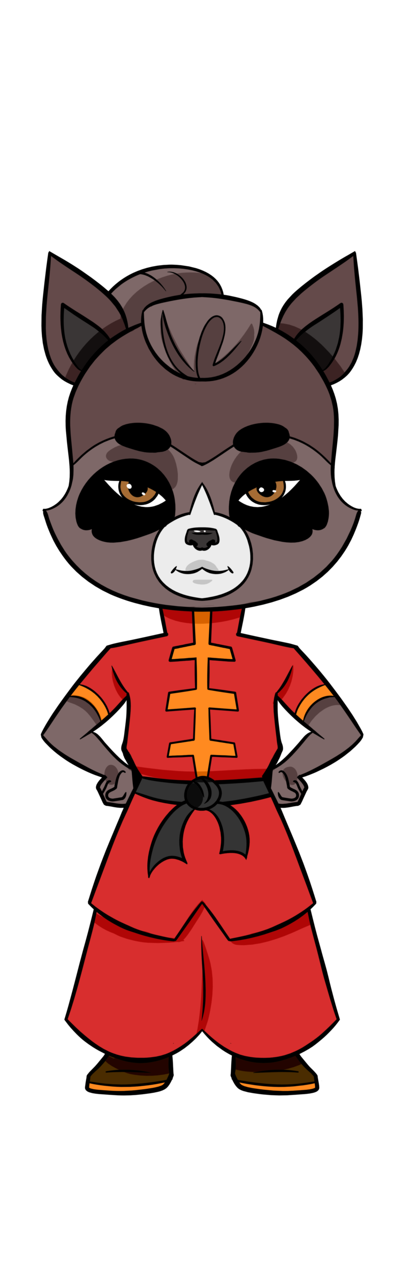 Kiko the raccoon character from The Cats and The Coons teaching responsibility, protection, and family values