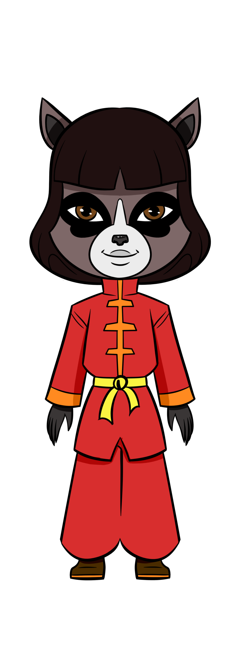 Shugo the raccoon martial artist from The Cats and The Coons teaching persistence, courage, and confidence